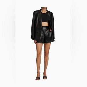 Susana Mónaco Faux Leather Pleated Shorts